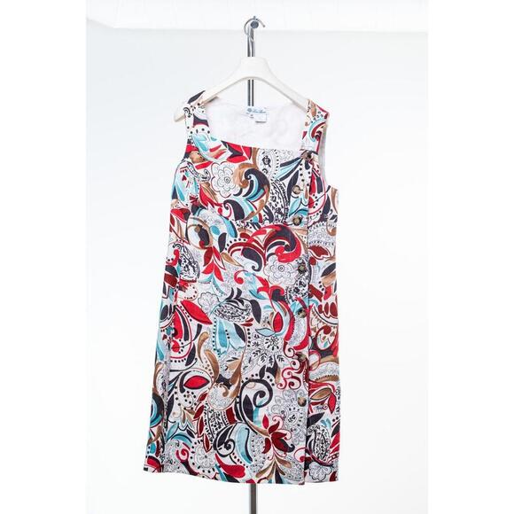 Loro Piana Vintage Red and Blue Print Linen Dress - Picture 1 of 4